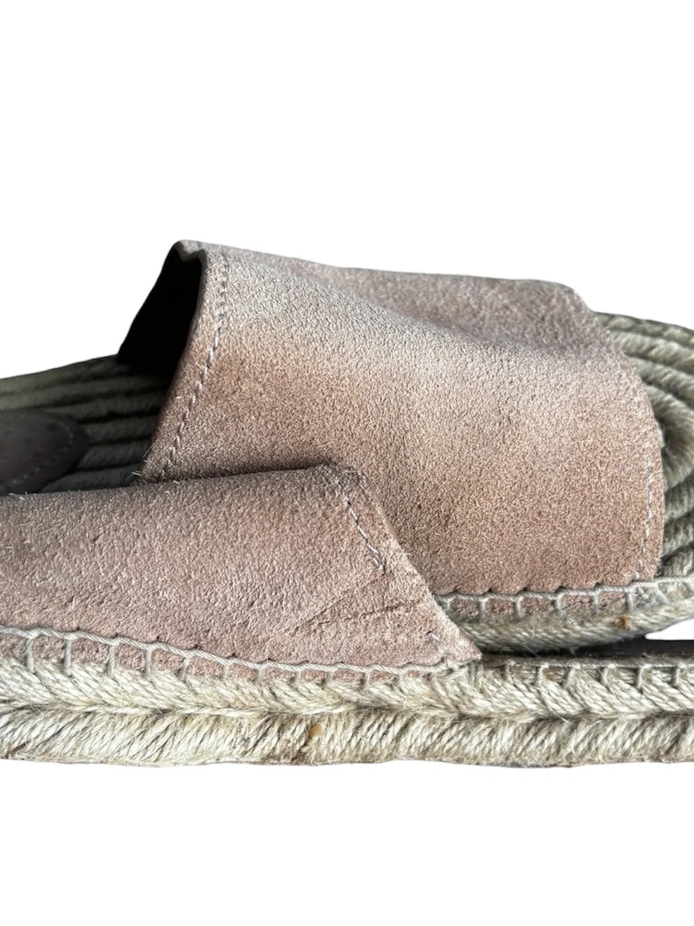Coach Claudia Espadrille Suede Slide Mules in Taupe Beige Nude Size 9.5 B